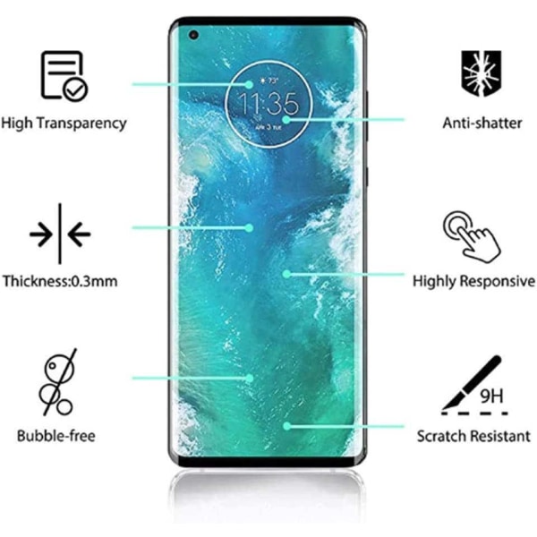 Motorola Edge / Motorola Edge Plus - Fuldt hærdet beskyttelsesglas.