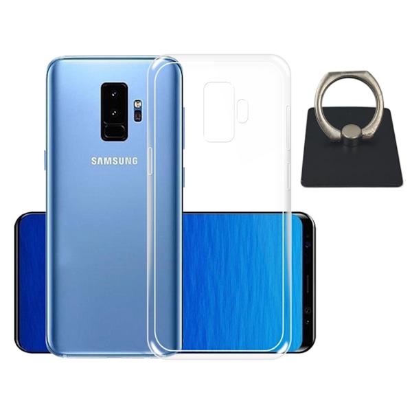 Samsung Galaxy S9+ Shell &Square Finger Holder - Suojaa ja mukavuutta - Musta