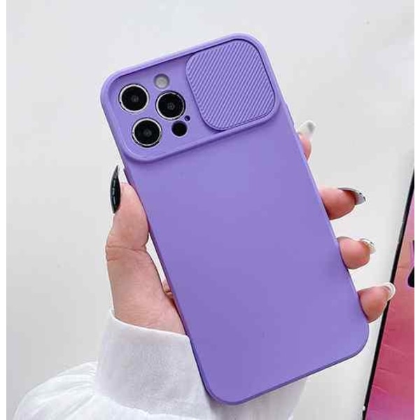 iPhone 12 Pro-etui - mikrofiber-silikone med dæksel til kamerali Purple