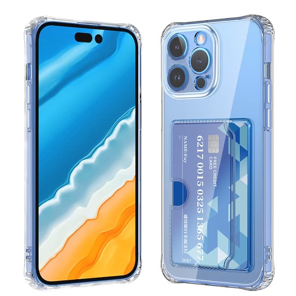 iPhone 14 Pro Transparent Skal med Sid-Korthållare - Hållbart och Lätt