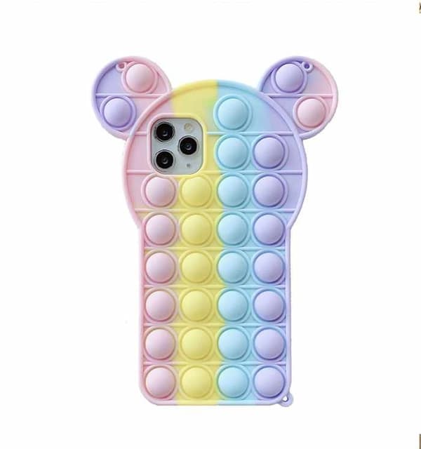 iPhone 12 Pro Max Skal - Pop it Fidget Multicolor Nalle Rosa