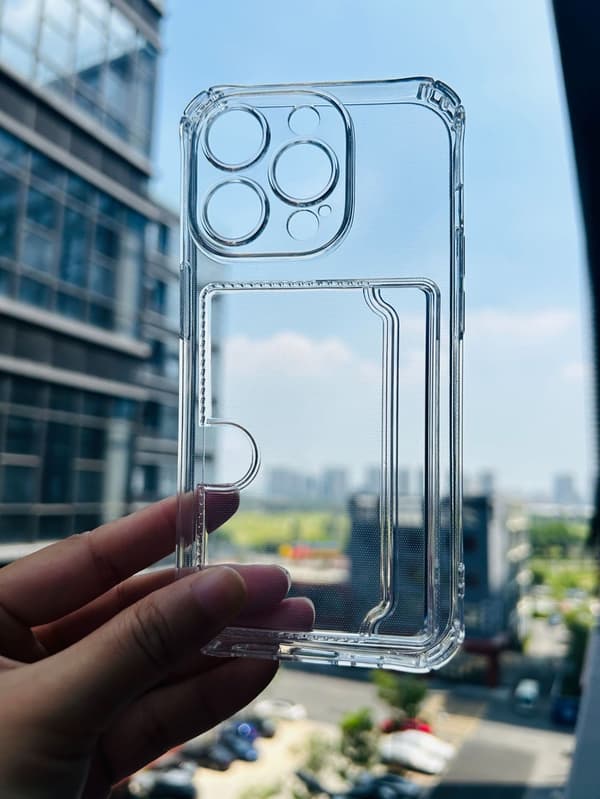 iPhone 12 Transparent Skal med Sid-Korthållare - Hållbart och Lätt