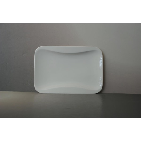 Rektangulær porcelænstallerken - afrundet kant - 8-pakning Vit