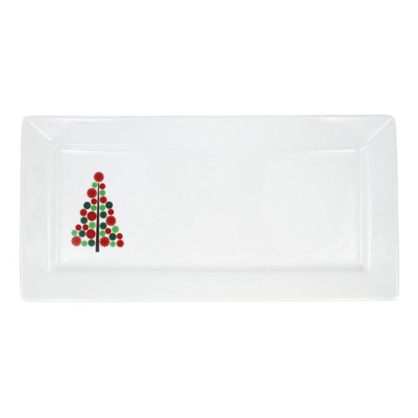 Rektangulær porcelænstallerken/skål Juletræ - 6-pak Vit