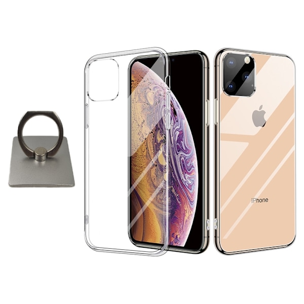 iPhone 11 Pro Shell & Square Finger Holder - Suojaa ja mukavuutta - Hopea
