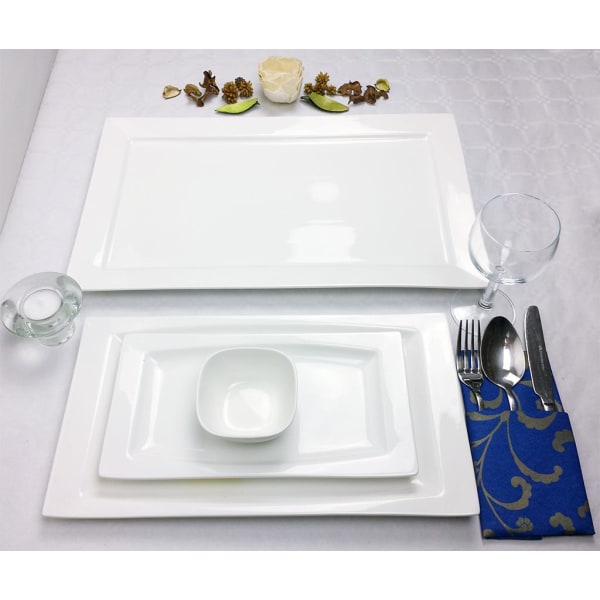 Spisestel i porcelæn - Tallerkener, skåle og store tallerkener - Vit