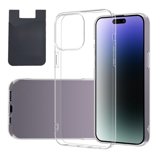 iPhone 15 Plus etui og kortholder - beskyttelse og praktisk korthåndtering - sort