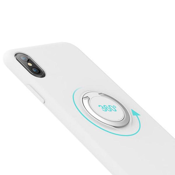 iPhone XS Max Skal - Mikrofiber Silikon med Ringhållare Rosa