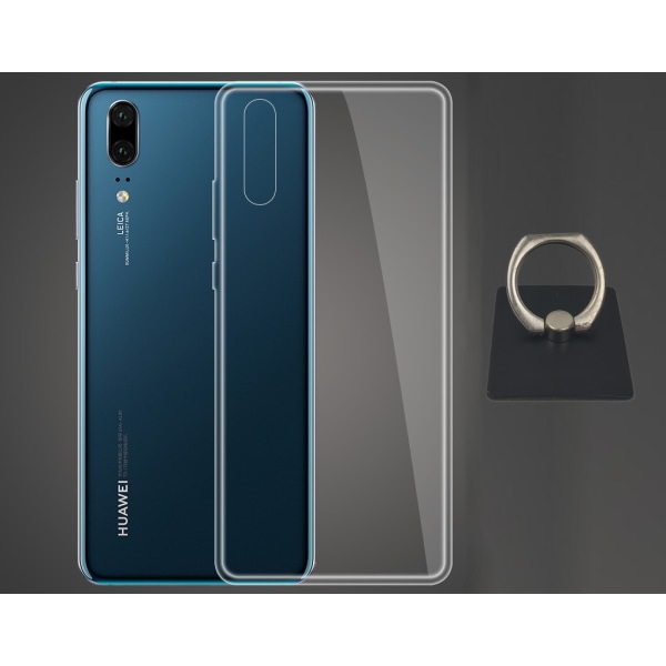 Huawei P20 Pro Shell & Square Finger Holder - Suojaus ja mukavuus - Musta