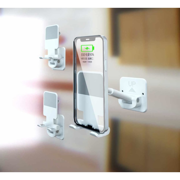 Mobilhållare - Väggmonterad Flexibilitet för Din Smartphone Vit