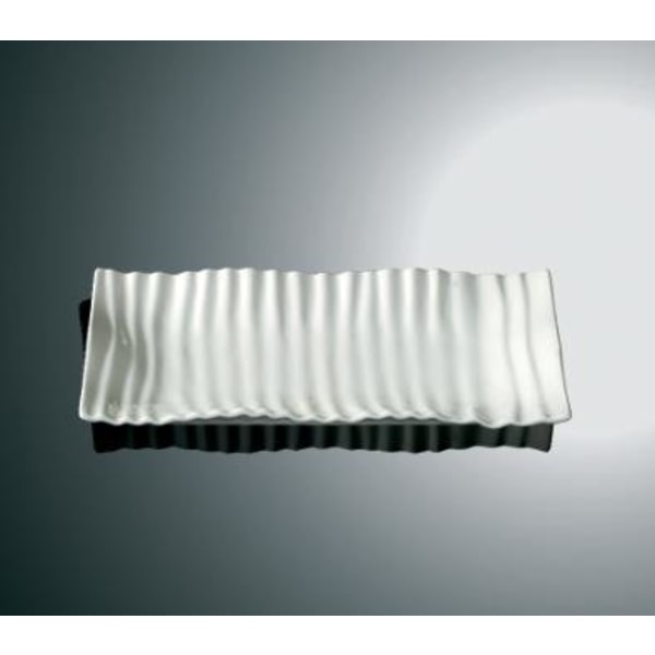 Rektangulært porcelænsfad - bølger - 4-pakning Vit
