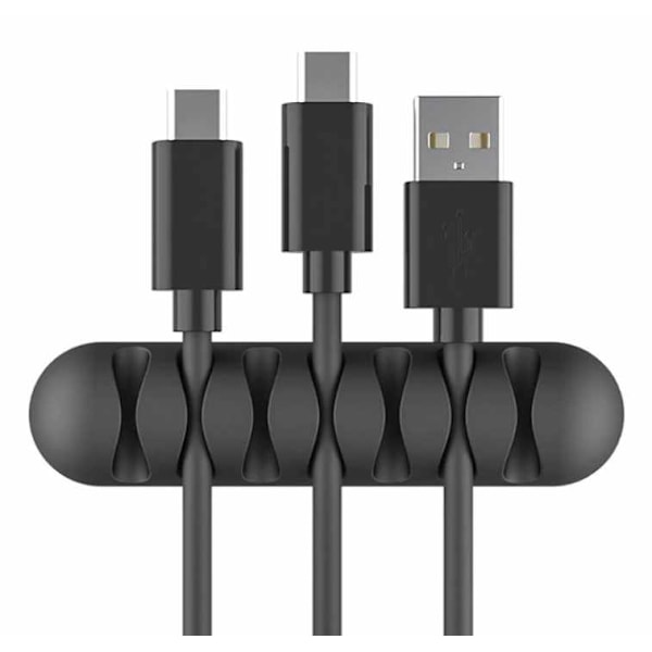 2-Pack - Kaapelipidike - Itsekiinnittyvä seitsemän kaapelia Black