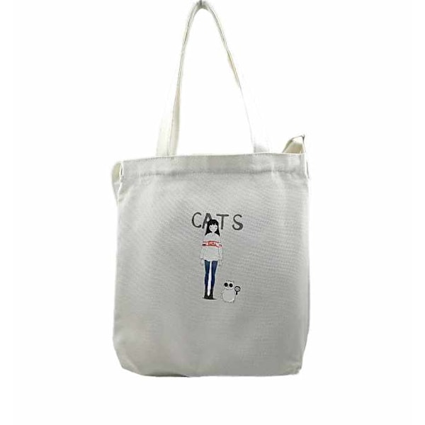 Canvas Bag Shoulder Strap - Cat Grå