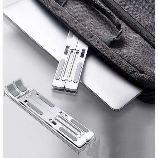 Laptopstativ i aluminium - syv justeringshøjder - grå
