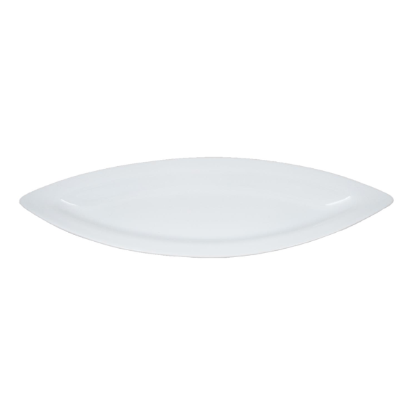 Porcelænsfad / tallerken lang - blad - 3-pak Vit
