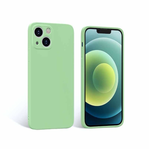 iPhone 14 case - Mikrokuituinen silikoni Light green