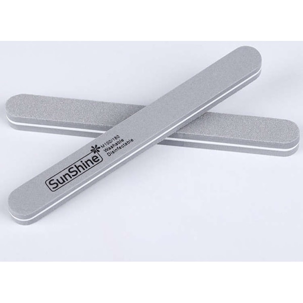 2-Pack - Dubbelsidig Nagelfil - 100/180 Grå