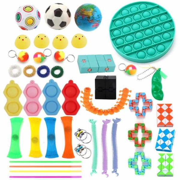 Fidget Toys - Leksakspaket för Vuxna och Barn - 43 delar Grön Po Grön/Blå/Gul/Rosa