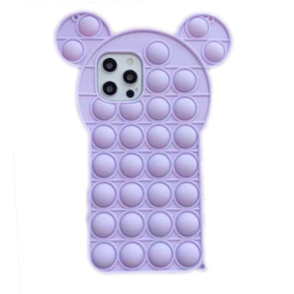 iPhone 12 / iPhone 12 Pro Skal - Pop it Fidget Multicolor Nalle Björn Lila