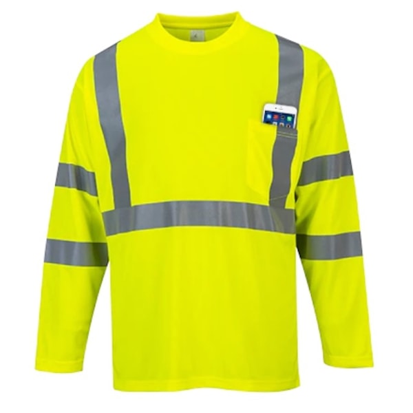 Reflective Crow Neck Long Sleeve T-shirt - Yellow