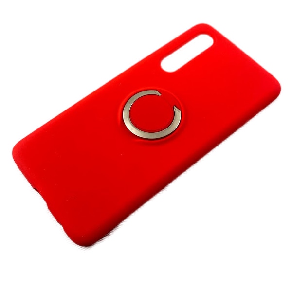 Huawei P30 silikon mikrofiber skal med ringhållare Röd