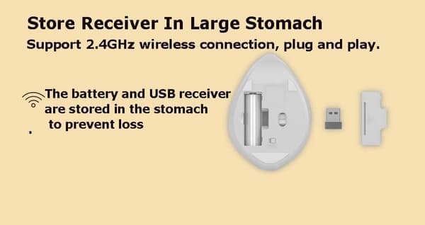 2,4 GHz Wireless Hamster Mouse, Cute Silent Optical USB Mouse, 1200 DPI Portable Wireless Mouse for PC, Laptop, MacBook and Notebook (Yellow)