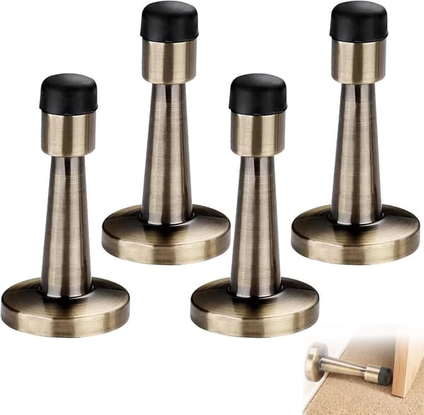 Dørstopper-rammebuffer-4-delt dørstopper sæt - Antik messing og zinklegering dørstoppere - Væg dørstoppere med gummiender - 7,5 x 3,8 cm