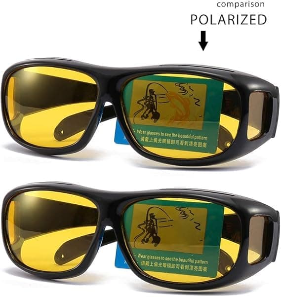 2-pack High-Resolution Day/Night Driving UV400 Sunglasses for Couples, Anti-Glare, Compatible with Glasses