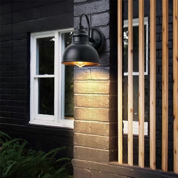 Vintage vegglampe Gooseneck Barn Flat Light (svart)