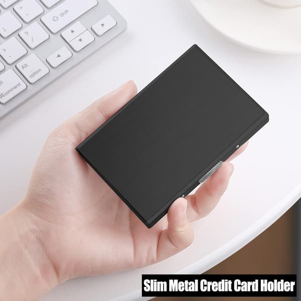 Kortholder med rum - Beskytter mod RFID - Rustfrit stål - Pung metal Sort black