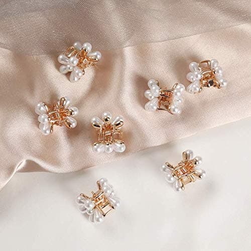 5 STK Perleblomst Hårklemmer, Elegante Mini Blomster Kloklemmer til Kvinder og Piger Hårstyling Tilbehør
