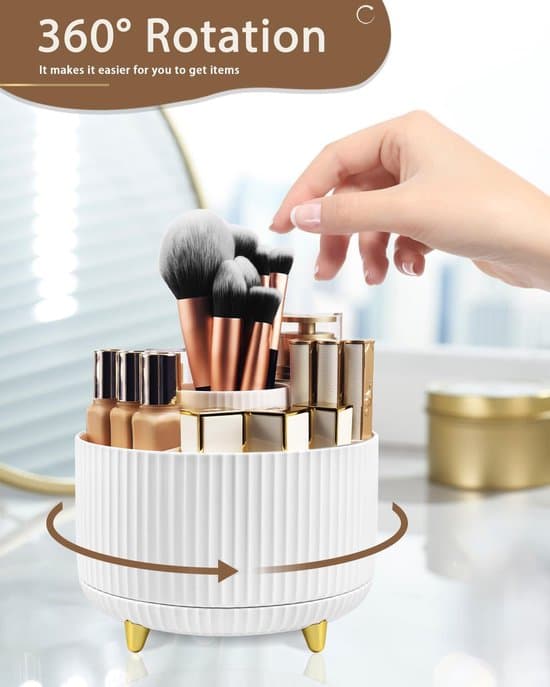Makeup Organizer - 360° Roterbar - Hvid - Velegnet til soveværelse og badeværelse