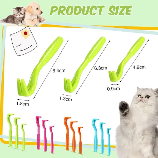 3-delt flåtfjernersæt, flåtkroge til hunde, katte og mennesker – plastpincet, plejeværktøj til kæledyr – blå