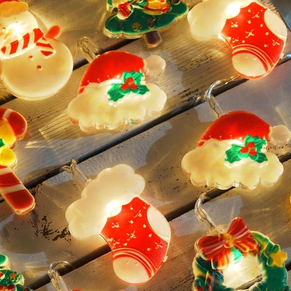 Christmas LED Santa Claus Snowman Hanging String Lights Creative Window Atmosphere Decoration String Lights Christmas Tree Holiday Lights Pendant