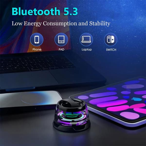 G200 Magnetisk Multifunktionel Bærbar Mini Bluetooth Højttaler med Multi RGB Farvelysshow - 3D Surround Sound Effekt, Julefødselsdagsgaver