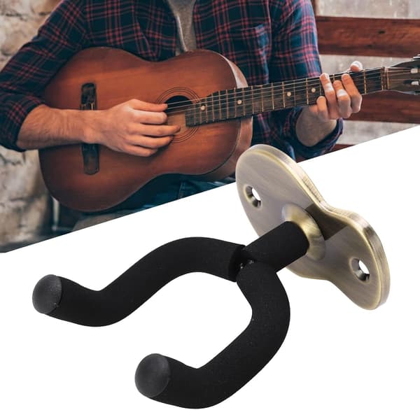 Gitarrväggkrokar, metallgitarrkrokar, displayställ lämpliga för ukulele- och fiolstudior/rum (champagne guld).