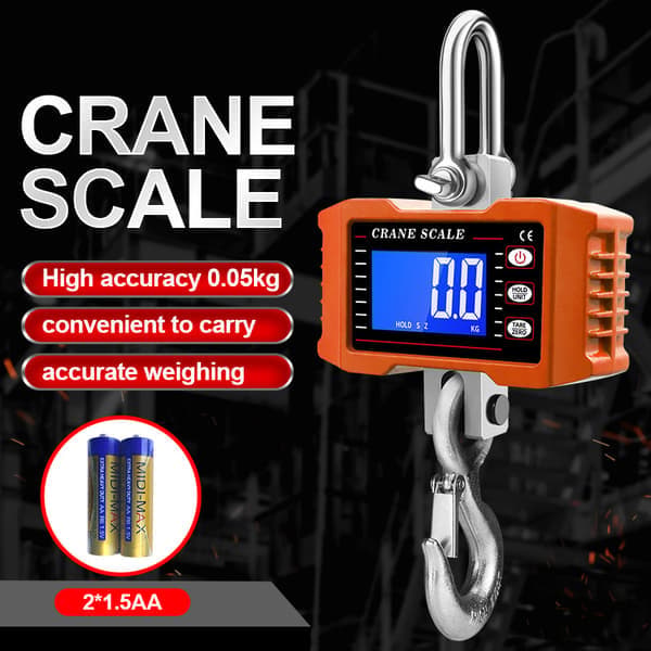 Digital Hanging Scale 1000kg/2200lb Industrial Heavy Duty Crane Scale Smart High Precision Electronic Crane Scale