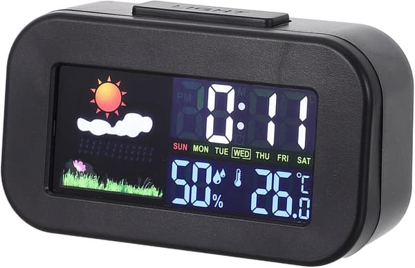 Soveromsvekkerklokke, digitalt termometer og hygrometer for kontoret