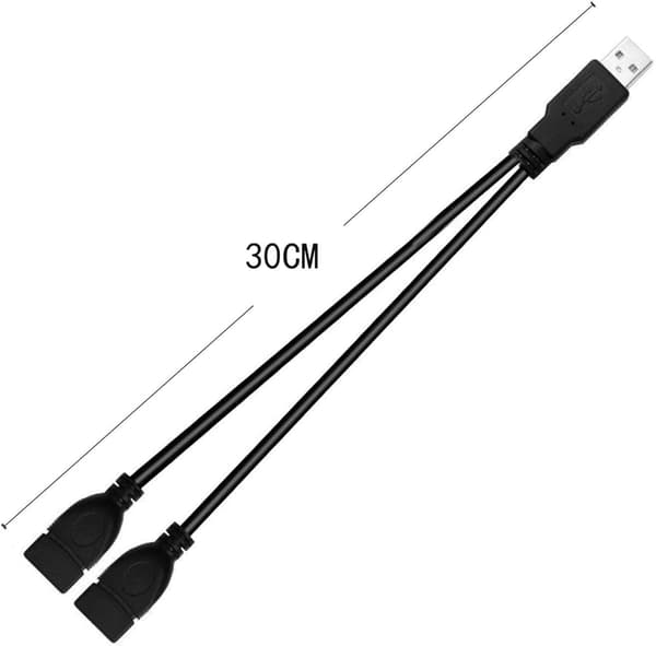 USB 2.0-adapter, dobbelt USB hunstik Y-splitter opladerkabel (2-pak) til bærbar computer/tablet/smartphone dataoverførsel/opladning