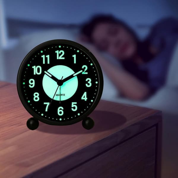 Silent Alarm Clock with Night Light - Battery-Free Digital Clock without Ticking for Bedroom, School & Home Use