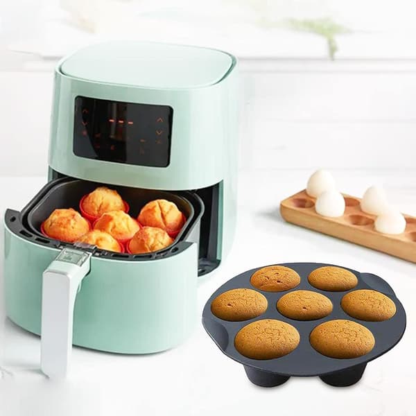 7-kops Airfryer Silikone Cupcakeform, Muffinsform Cupcakekopper, til Cupcakes Bagning, Muffins Kagekopper, Non-Stick Muffins Cupcake Bageform