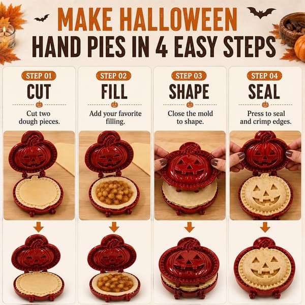 8-Design Halloween Filled Pie Press Collection, Reusable Halloween Mold