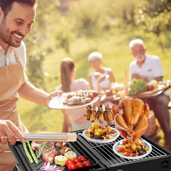 Kyllinglårstativ i rustfritt stål, 10-roms rotisseriegrill, 2-i-1 BBQ-tilbehør