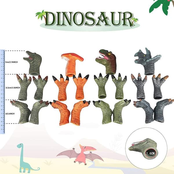 4-delad dinosaurie fingerdocka set, vinylmaterial, barnbadleksaker