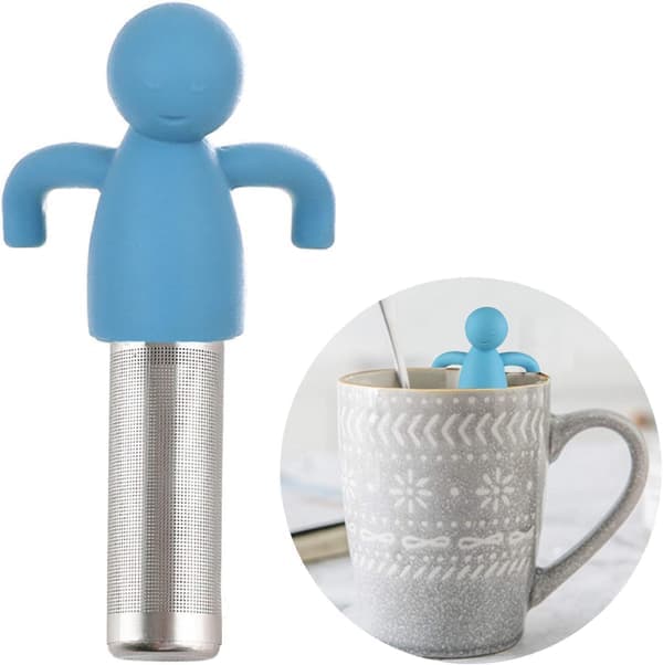Te-infuser, søt løs te-sil, finmasket teballsil og diffusor i rustfritt stål med silikonlokk, for tekopper og krus.
