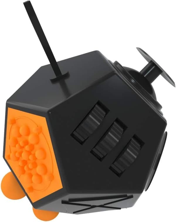 Stressaflastende, ansigtsangstreducerende, opmærksomhedsfokuserende, stressreducerende Rubik's Cube fingerlegetøj (sort og gul)
