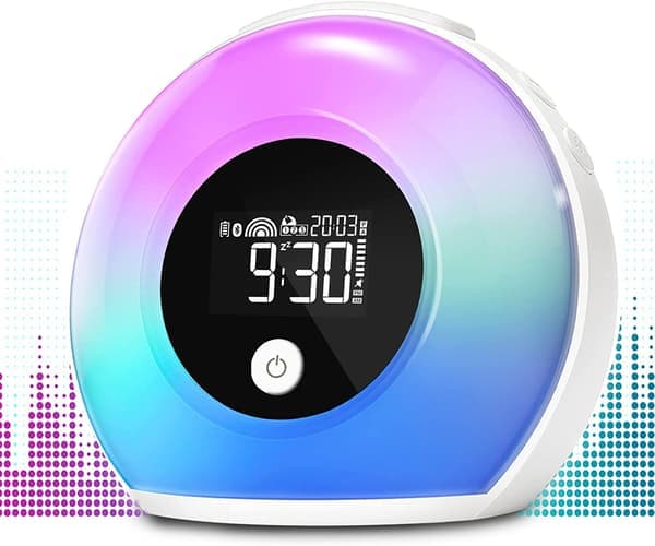 Vækkeur med lys og Bluetooth-højttaler, natlys til børn,