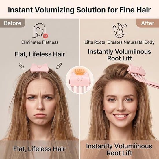 Heated Root Volumizing Clip - Root Volume - Heated Comb - Compact and Portable - Rechargeable - Heated Volume Clip - Crown Volume Enhancer - Pink