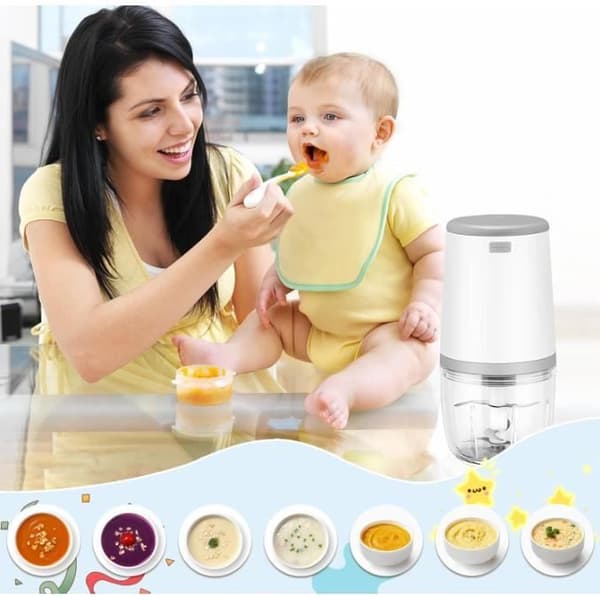 Miniblender til babyer, Minimadprocessor, 300 ml babyblender, Mini elektrisk hakker, Minimadprocessor med USB-opladning