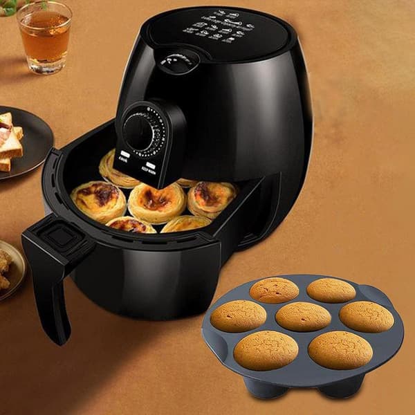 7-kops Airfryer Silikone Cupcakeform, Muffinsform Cupcakekopper, til Cupcakes Bagning, Muffins Kagekopper, Non-Stick Muffins Cupcake Bageform